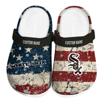 Chicago White Sox Clogs - Customized Distressed Stripes Black Red Blue