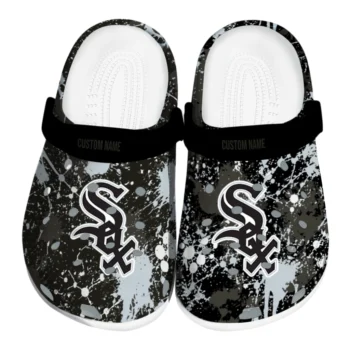 Chicago White Sox Clogs - Personalized Splatter Splash Black