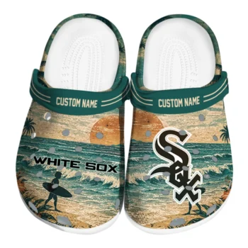 Chicago White Sox Clogs - Personalized Wave Scene Fir Green
