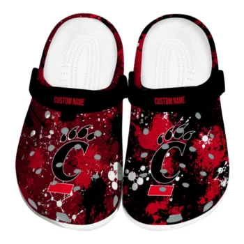 Cincinnati Bearcats Clogs - Custom Splatter Splash Red Black