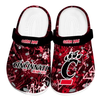 Cincinnati Bearcats Clogs - Customized Graffiti Burst Red Black
