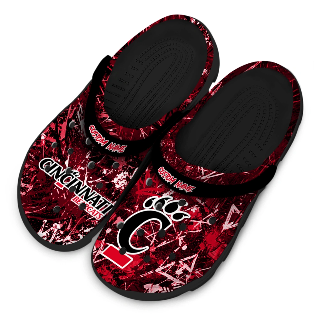 cincinnati-bearcats-clog-customized-graffiti-burst-red-black-latest-model.webp