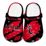 Cincinnati Bearcats Clogs – Customized Checkered Streaks Red Black 1