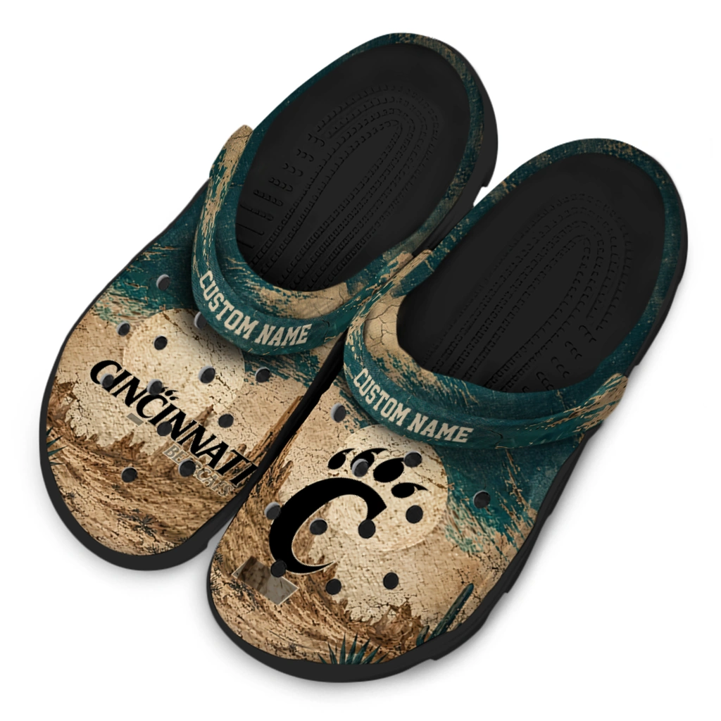 cincinnati-bearcats-clog-personalized-cracked-landscape-fir-green-beige-latest-model.webp