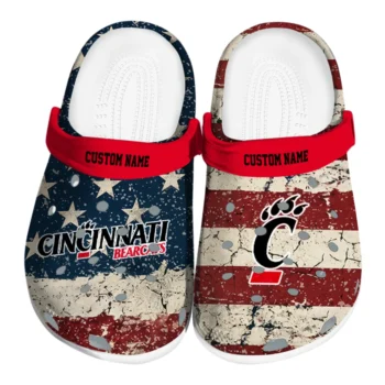 Cincinnati Bearcats Clogs - Personalized Distressed Stripes Red Blue