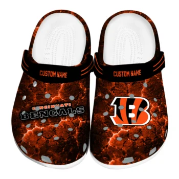 Cincinnati Bengals Clogs - Custom Cracked Energy Orange Black