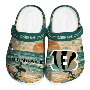 Cincinnati Bengals Clogs - Custom Wave Scene Fir Green