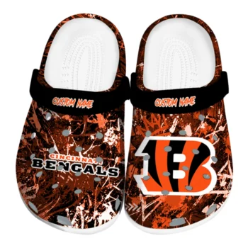 Cincinnati Bengals Clogs - Customized Graffiti Burst Orange Black