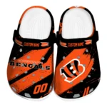 Cincinnati Bengals Clogs – Customized Checkered Streaks Orange Black 1