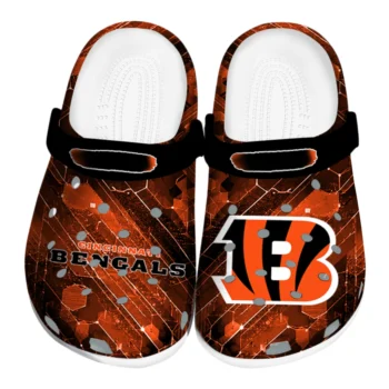 Cincinnati Bengals Clogs - Personalized Circuit Geometry Orange Black