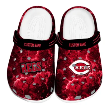 Cincinnati Reds Clogs - Custom Cracked Energy Red Black