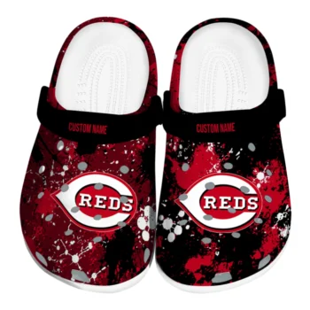 Cincinnati Reds Clogs - Custom Splatter Splash Red Black