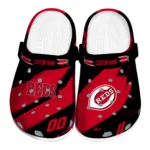 Cincinnati Reds Clogs – Customized Checkered Streaks Red Black 1
