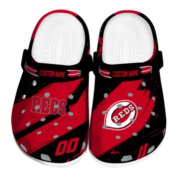 Cincinnati Reds Clogs - Personalized Circuit Geometry Red Black
