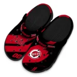 Cincinnati Reds Clogs – Customized Checkered Streaks Red Black 1