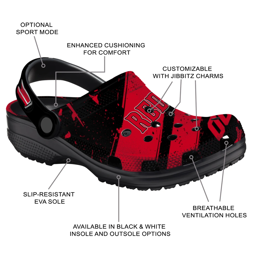 Cincinnati Reds Clogs - Personalized Circuit Geometry Red Black 5