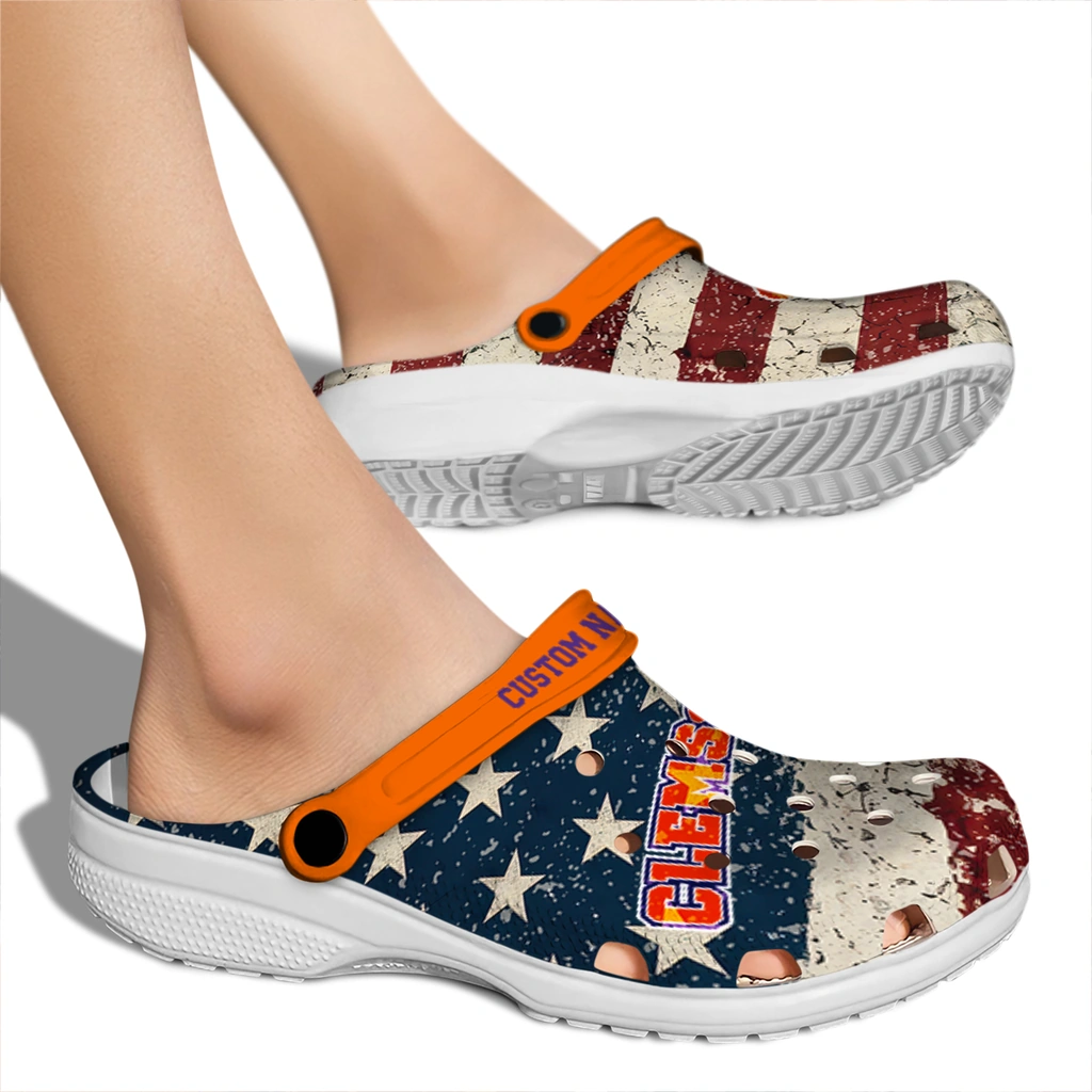 clemson-tigers-clog-custom-distressed-stripes-orange-red-blue-fashion-forward.webp