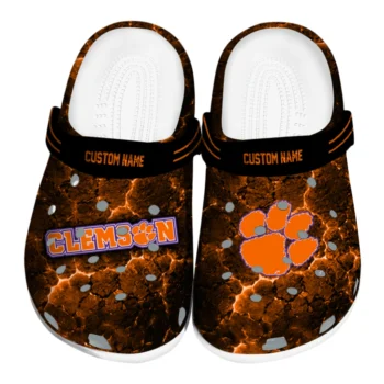 Clemson Tigers Clogs - Customized Cracked Energy Orange Black