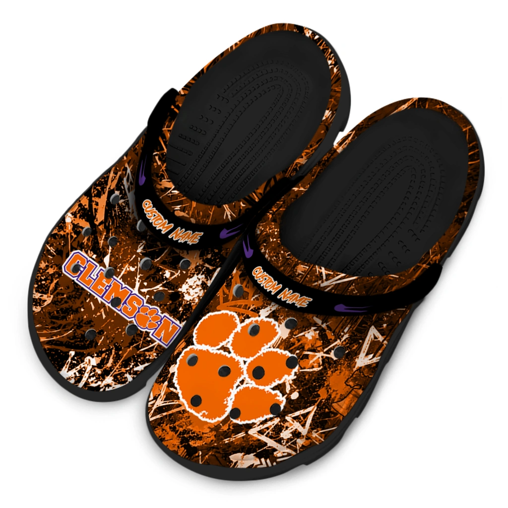 clemson-tigers-clog-personalized-graffiti-burst-orange-black-latest-model.webp