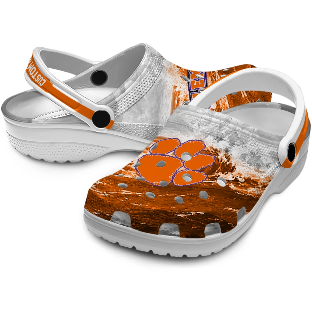 clemson-tigers-clog-personalized-wave-swirl-orange-white-high-quality.webp