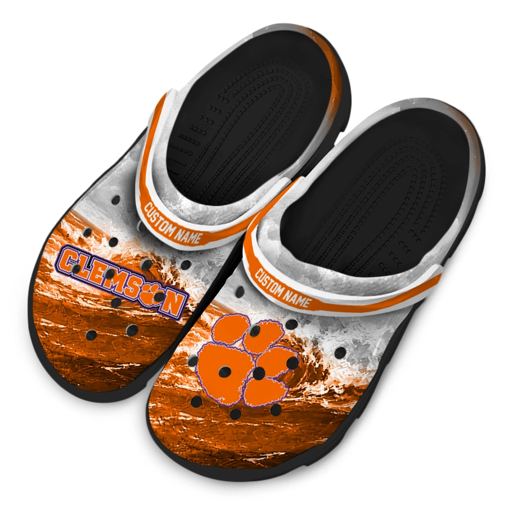 clemson-tigers-clog-personalized-wave-swirl-orange-white-latest-model.webp