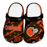 Cleveland Browns Clogs - Personalized Checkered Streaks Brown Black 1 Cleveland Browns Clogs – Personalized Checkered Streaks Brown Black 1