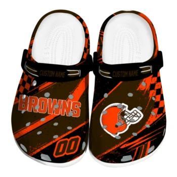 Cleveland Browns Clogs - Custom Circuit Geometry Brown Black