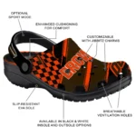 Cleveland Browns Clogs – Personalized Checkered Streaks Brown Black 1