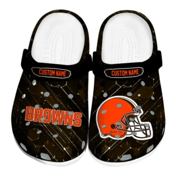 Cleveland Browns Clogs - Custom Circuit Geometry Brown Black