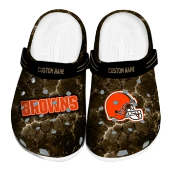 Cleveland Browns Clogs - Customized Cracked Energy Brown Black