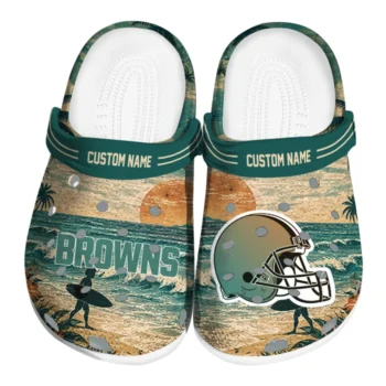 Cleveland Browns Clogs - Customized Wave Scene Fir Green