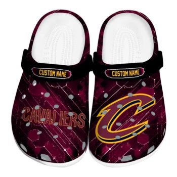 Cleveland Cavaliers Clogs - Custom Circuit Geometry Wine Black