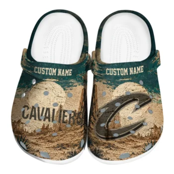 Cleveland Cavaliers Clogs - Custom Cracked Landscape Fir Green Beige