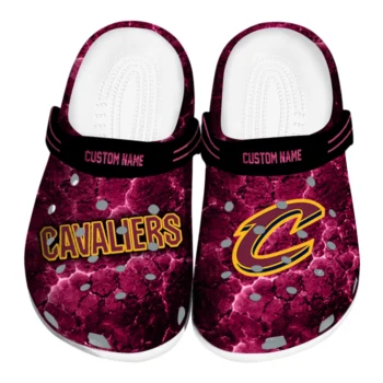 Cleveland Cavaliers Clogs - Customized Cracked Energy Wine Black