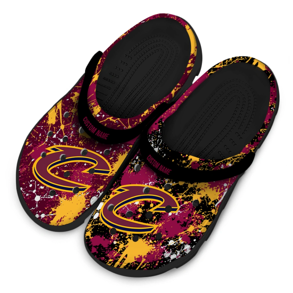 cleveland-cavaliers-clog-customized-splatter-splash-wine-black-latest-model.webp