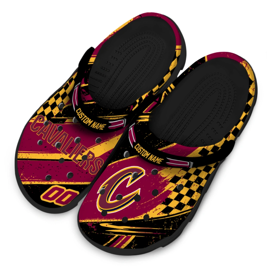 cleveland-cavaliers-clog-personalized-checkered-streaks-wine-black-latest-model.webp