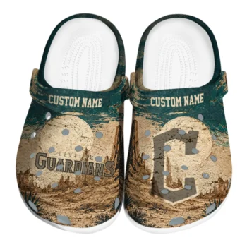 Cleveland Guardians Clogs - Custom Cracked Landscape Fir Green Beige