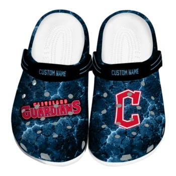Cleveland Guardians Clogs - Customized Cracked Energy Navy Blue Black