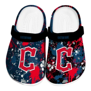 Cleveland Guardians Clogs - Customized Splatter Splash Navy Blue Black