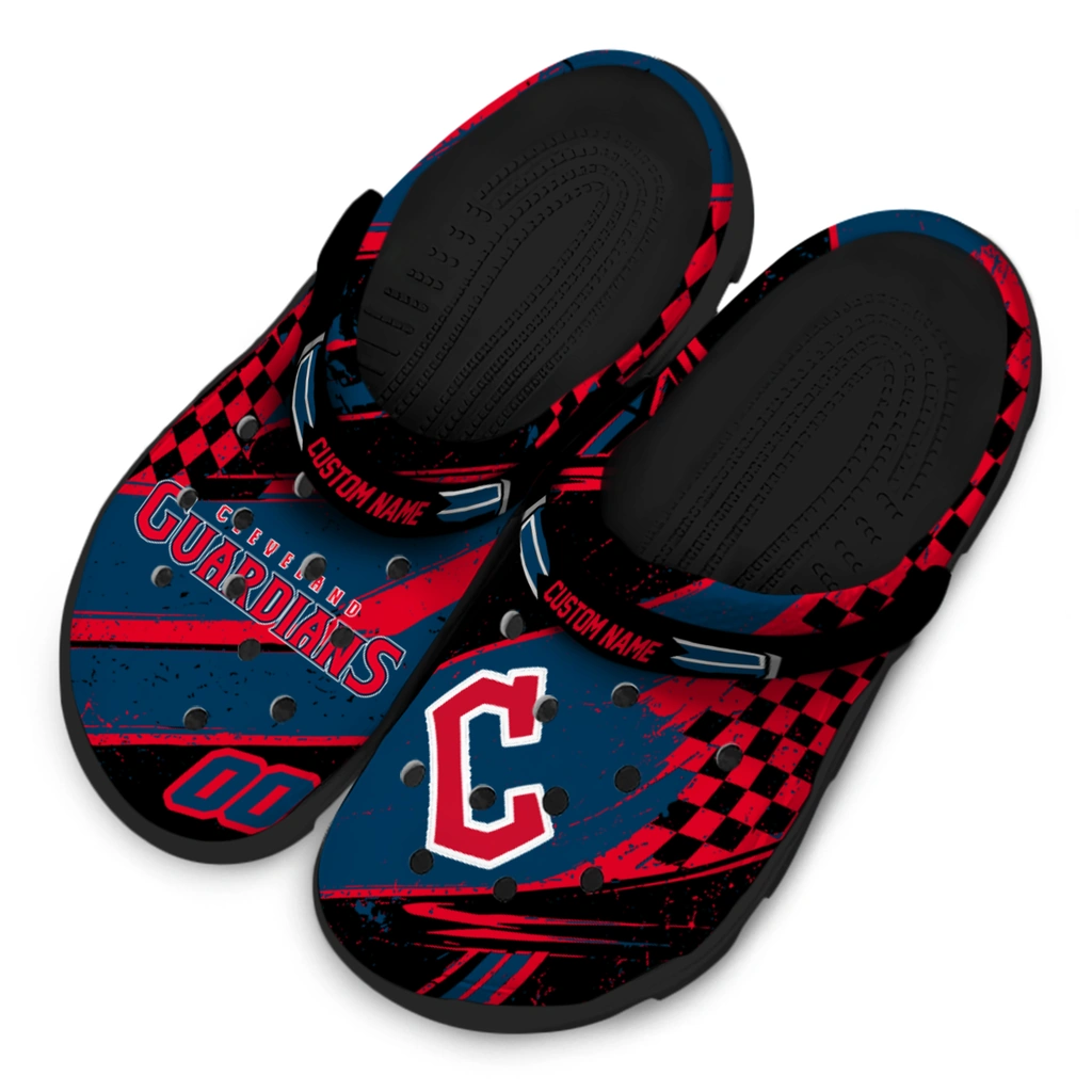 cleveland-guardians-clog-personalized-checkered-streaks-navy-blue-black-latest-model.webp