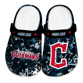 Cleveland Guardians Clogs - Personalized Graffiti Burst Navy Blue Black