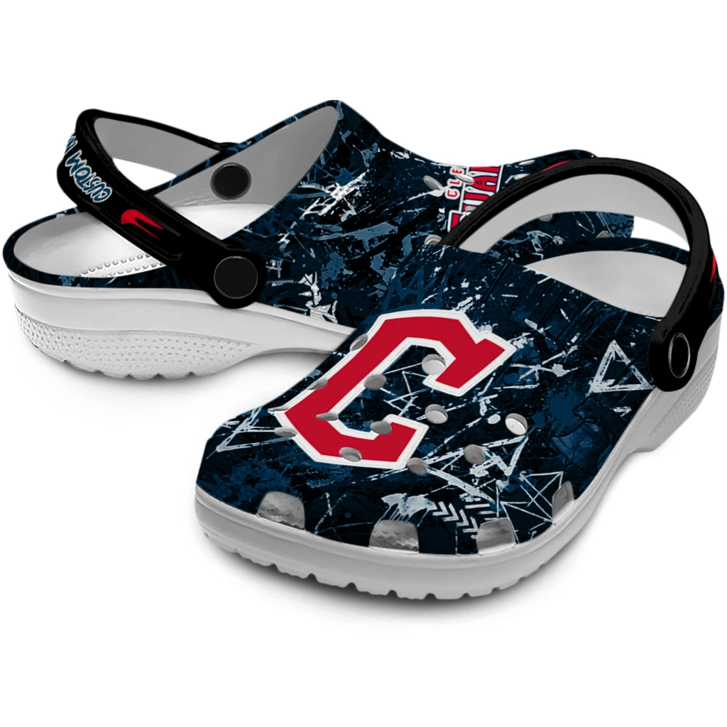 cleveland-guardians-clog-personalized-graffiti-burst-navy-blue-black-high-quality.webp