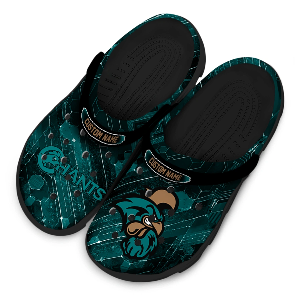 coastal-carolina-chanticleers-clog-customized-circuit-geometry-green-black-latest-model.webp