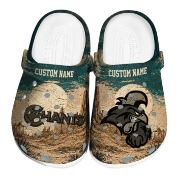 Coastal Carolina Chanticleers Clogs - Customized Cracked Landscape Fir Green Beige