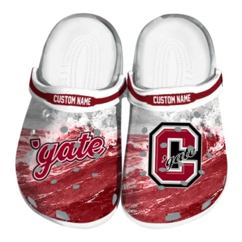 Colgate Raiders Clogs - Customized Wave Swirl Maroon White