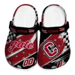Colgate Raiders Clogs - Customized Checkered Streaks Maroon Black 1 Colgate Raiders Clogs – Customized Checkered Streaks Maroon Black 1