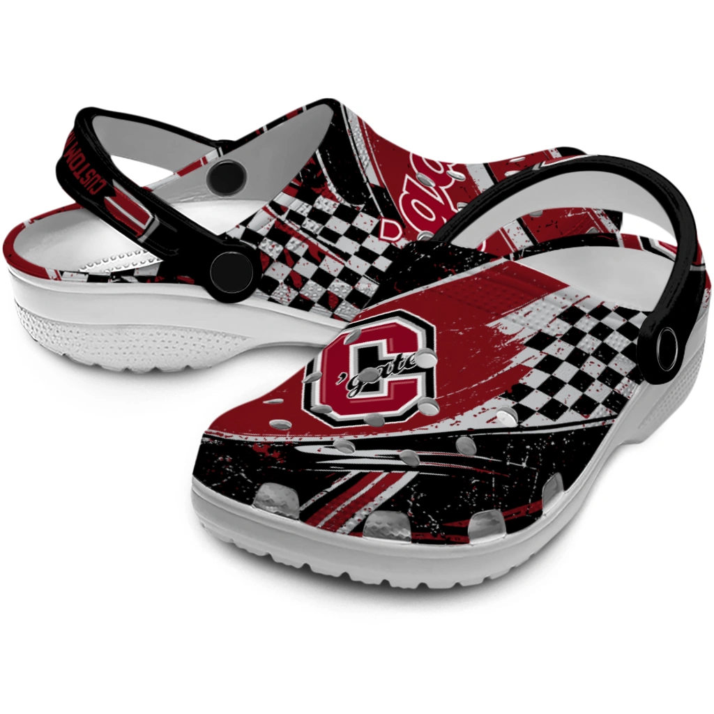 Colgate Raiders Clogs - Personalized Circuit Geometry Maroon Black 3