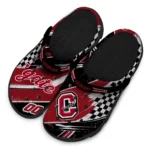 Colgate Raiders Clogs – Customized Checkered Streaks Maroon Black 1