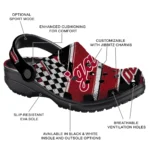 Colgate Raiders Clogs – Customized Checkered Streaks Maroon Black 1