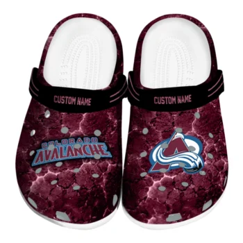 Colorado Avalanche Clogs - Custom Cracked Energy Burgundy Black